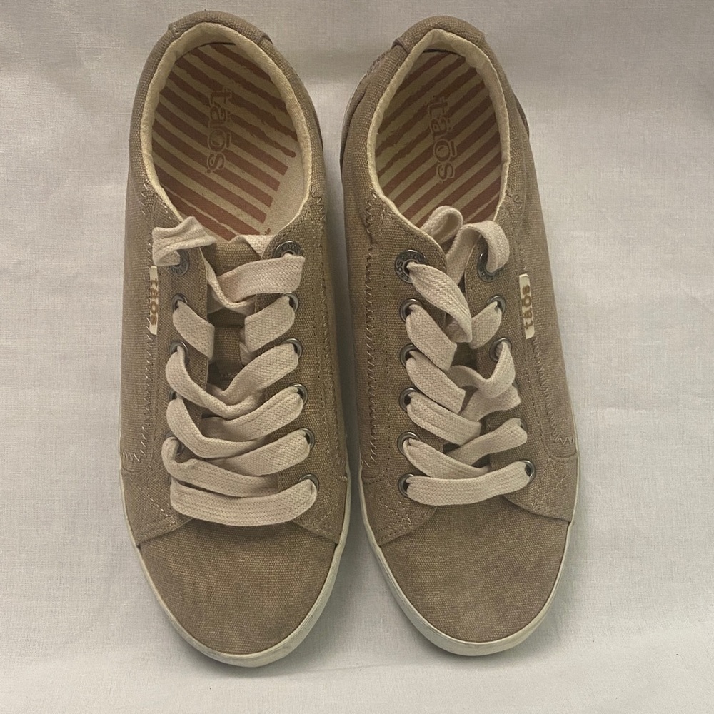 Taos Sorel Beige Canvas Lace-Up Shoes/Sneakers